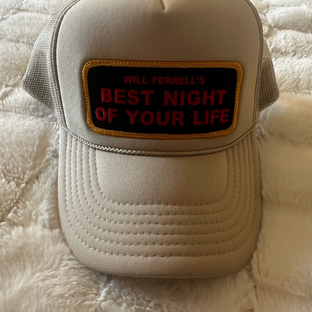 Aviator Nation Beige Trucker Hat with Red and Black Patch